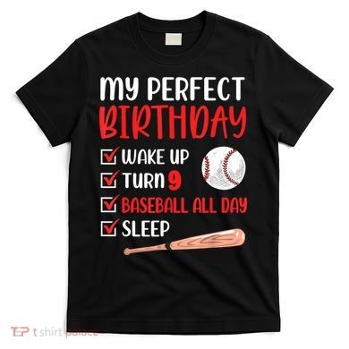 9 Year Old Baseball Birthday Party 9th Boy Nine Player T-Shirt