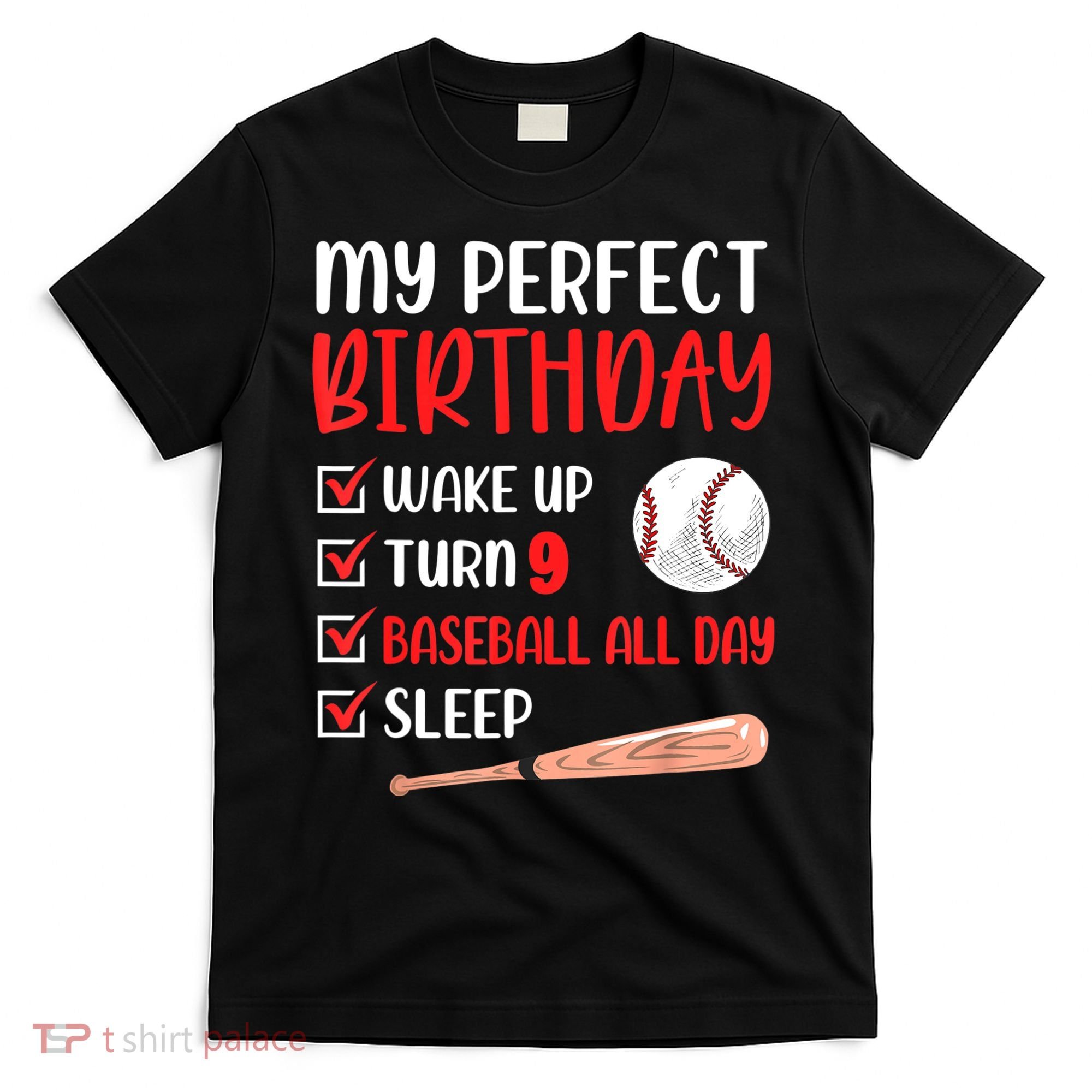 9 Year Old Baseball Birthday Party 9th Boy Nine Player T-Shirt