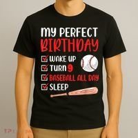 9 Year Old Baseball Birthday Party 9th Boy Nine Player T-Shirt thumb 3