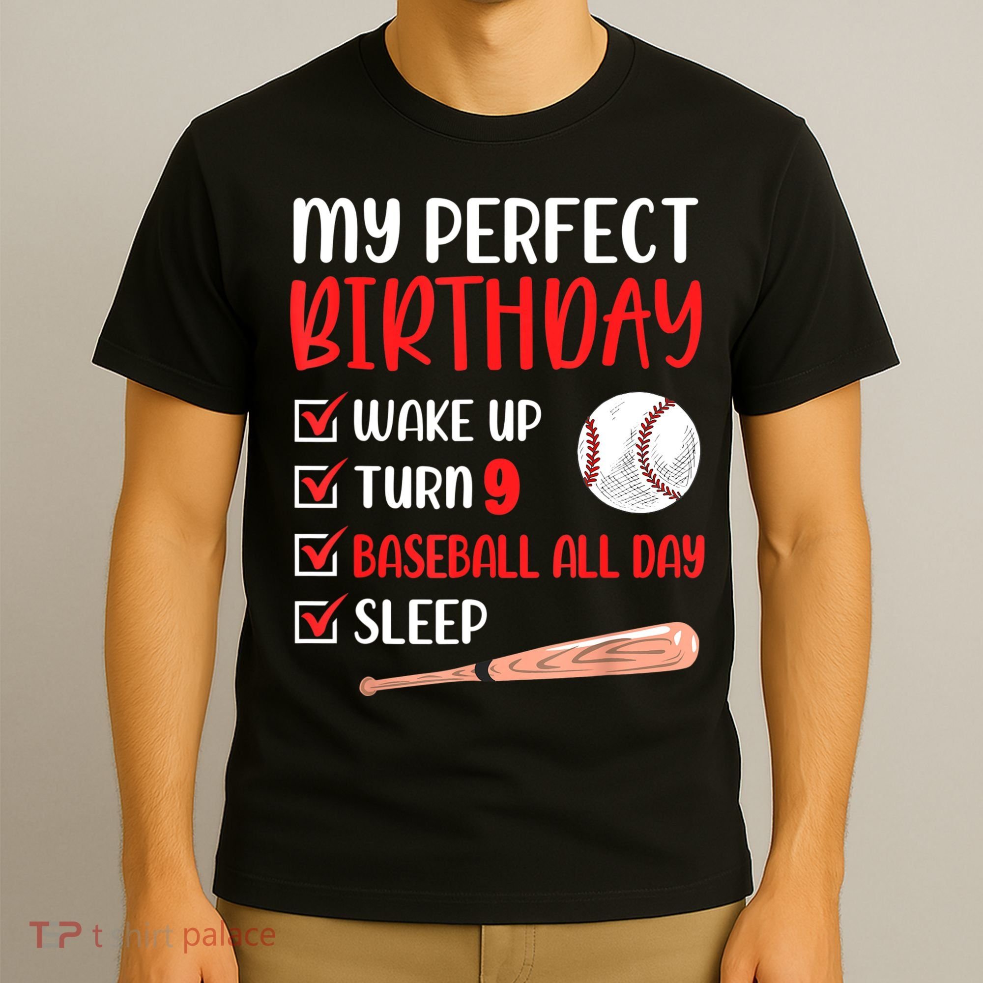 9 Year Old Baseball Birthday Party 9th Boy Nine Player T-Shirt