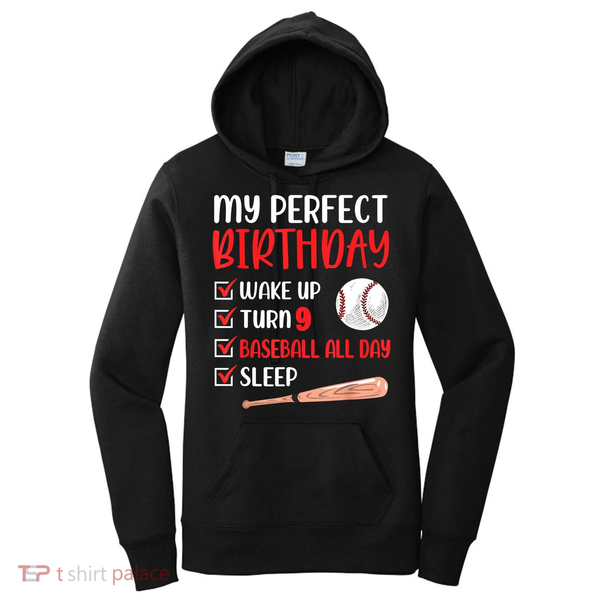 9 Year Old Baseball Birthday Party 9th Boy Nine Player Women's Hoodie