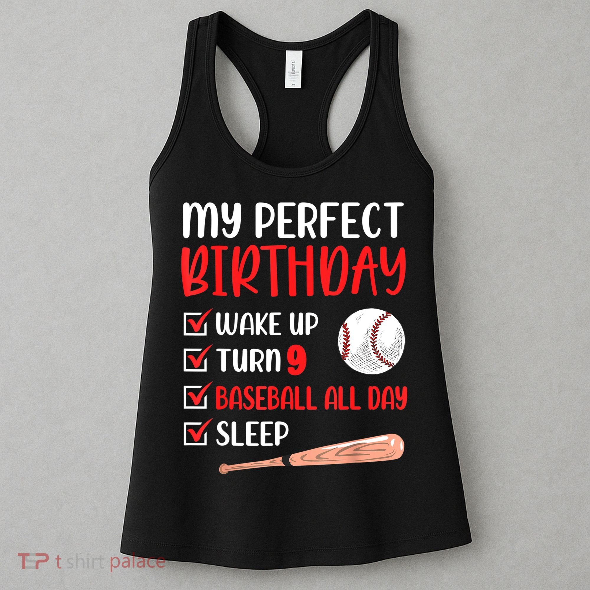 9 Year Old Baseball Birthday Party 9th Boy Nine Player Women's Tank Top