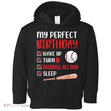 9 Year Old Baseball Birthday Party 9th Boy Nine Player Toddler Hoodie