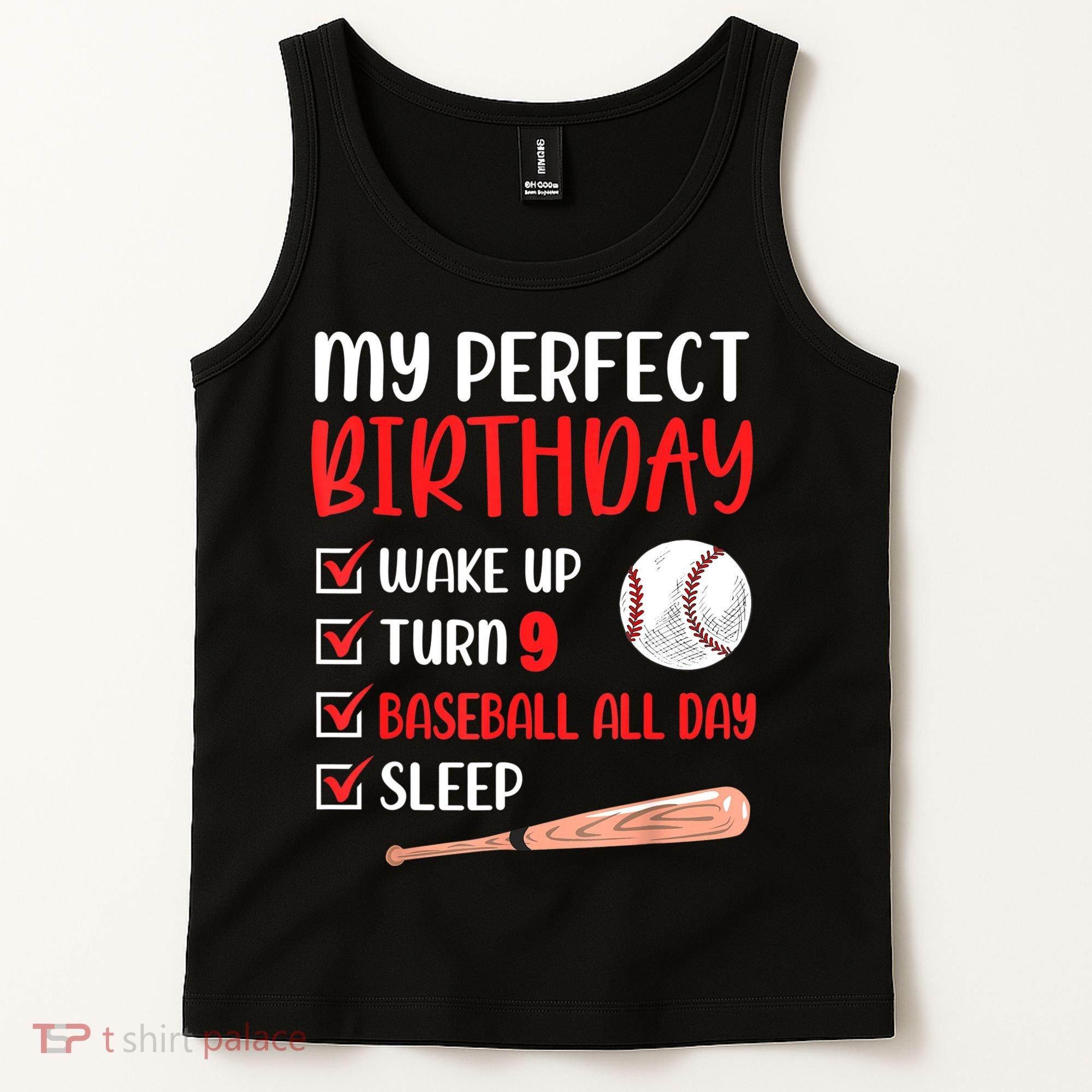 9 Year Old Baseball Birthday Party 9th Boy Nine Player Tank Top