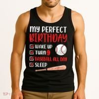 9 Year Old Baseball Birthday Party 9th Boy Nine Player Tank Top thumb 3