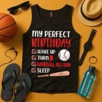 9 Year Old Baseball Birthday Party 9th Boy Nine Player Tank Top thumb 4