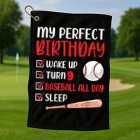 9 Year Old Baseball Birthday Party 9th Boy Nine Player Golf Towel thumb 1