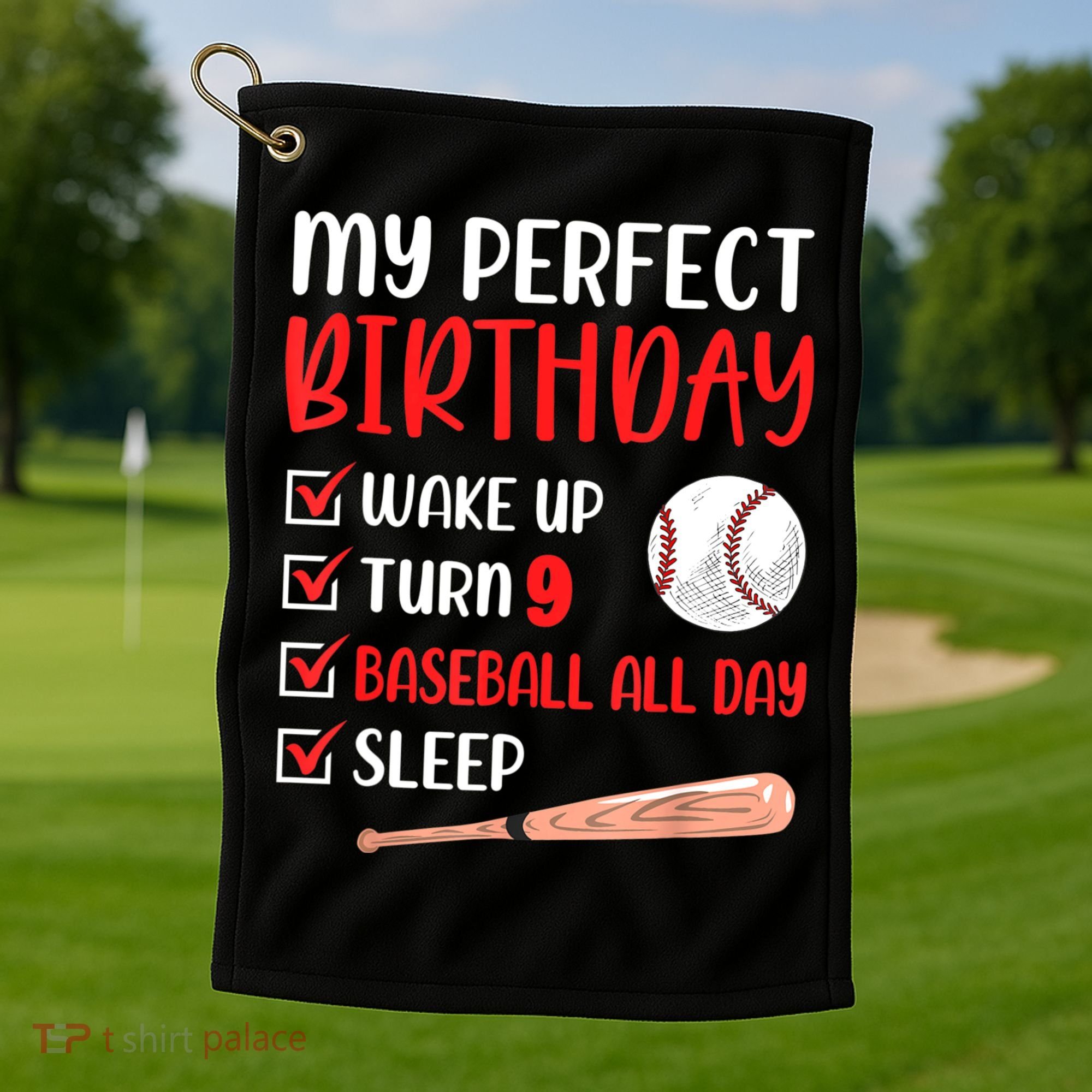 9 Year Old Baseball Birthday Party 9th Boy Nine Player Golf Towel