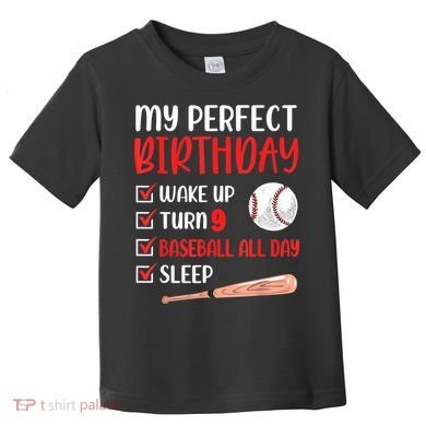 9 Year Old Baseball Birthday Party 9th Boy Nine Player Toddler T-Shirt