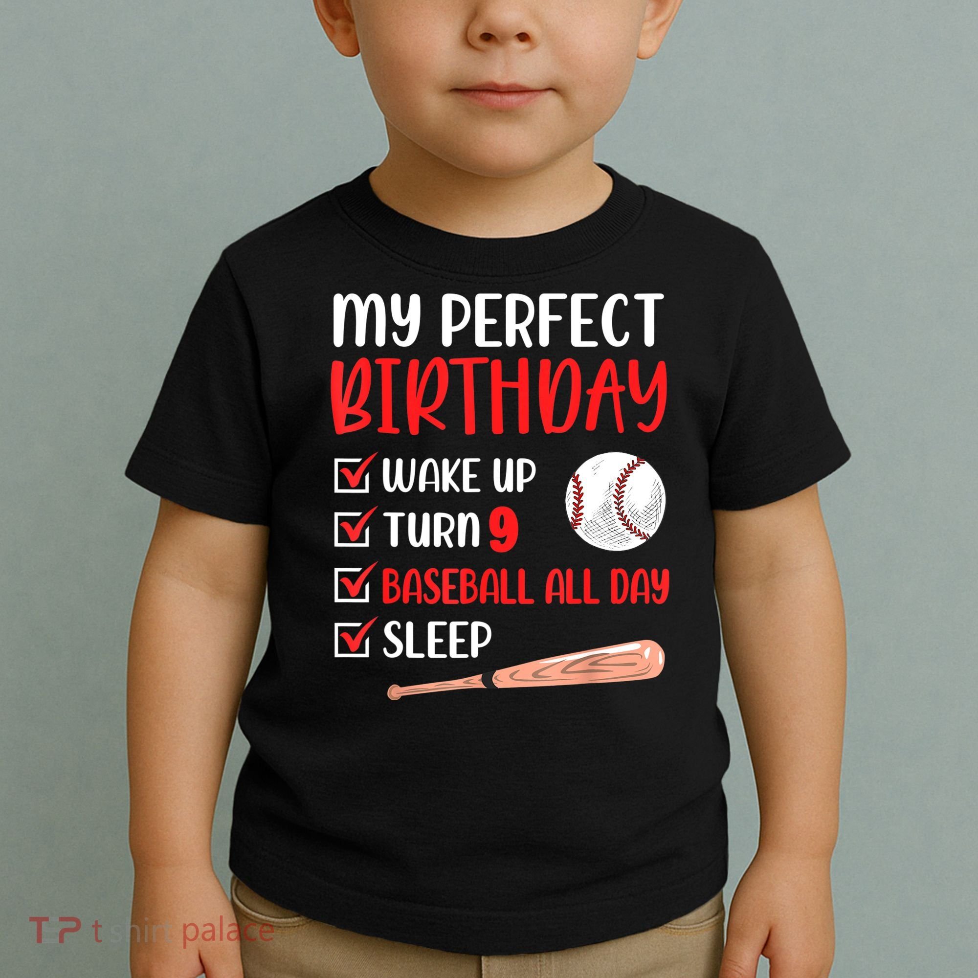 9 Year Old Baseball Birthday Party 9th Boy Nine Player Toddler T-Shirt