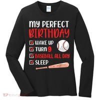9 Year Old Baseball Birthday Party 9th Boy Nine Player Women's Long Sleeve Shirt thumb 0