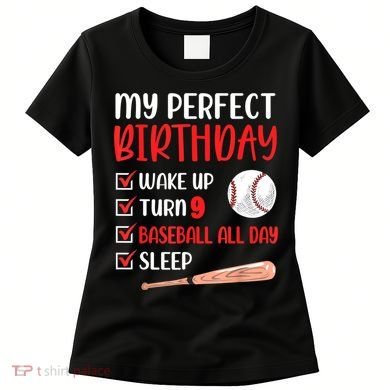 9 Year Old Baseball Birthday Party 9th Boy Nine Player Women's T-Shirt