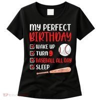 9 Year Old Baseball Birthday Party 9th Boy Nine Player Women's T-Shirt thumb 0
