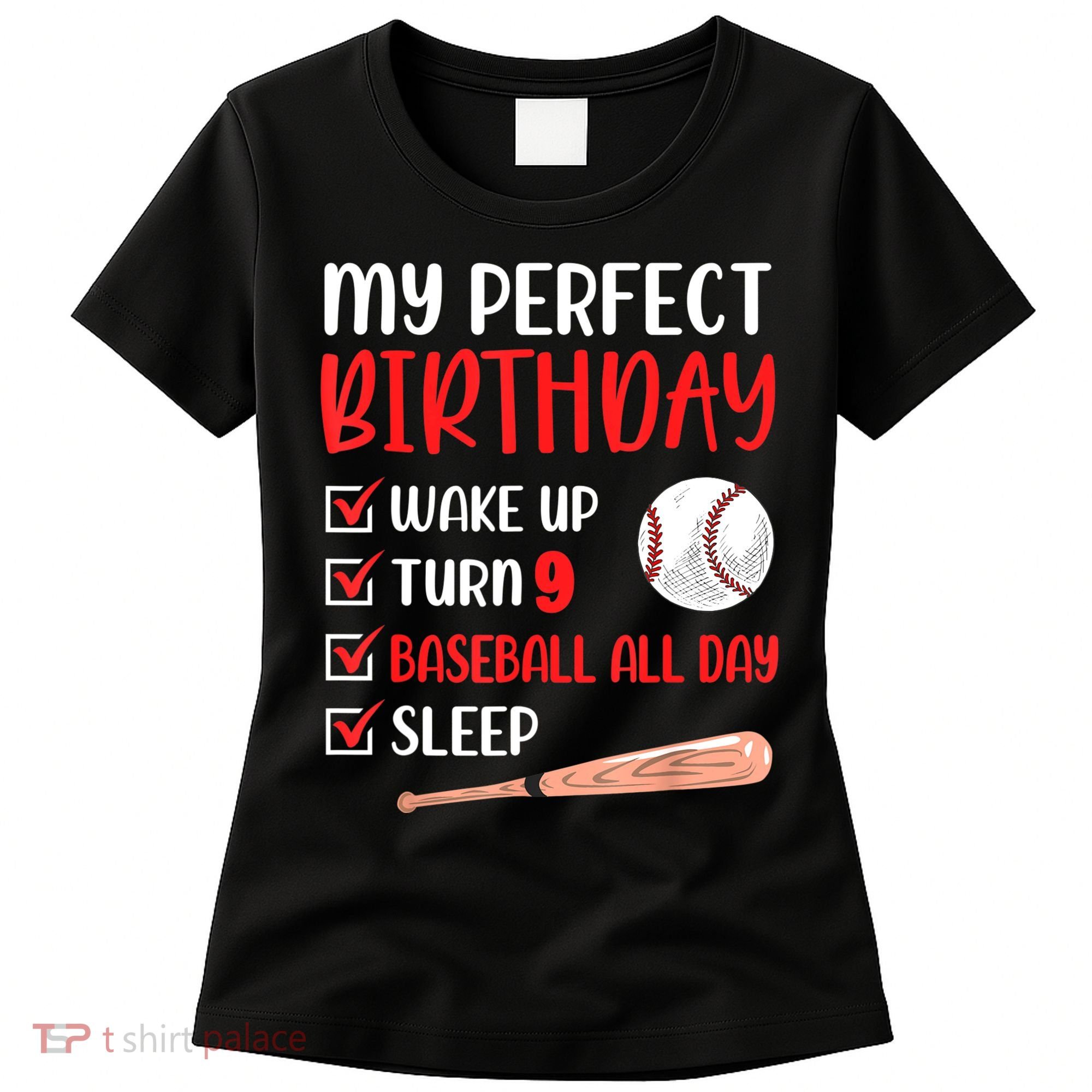 9 Year Old Baseball Birthday Party 9th Boy Nine Player Women's T-Shirt