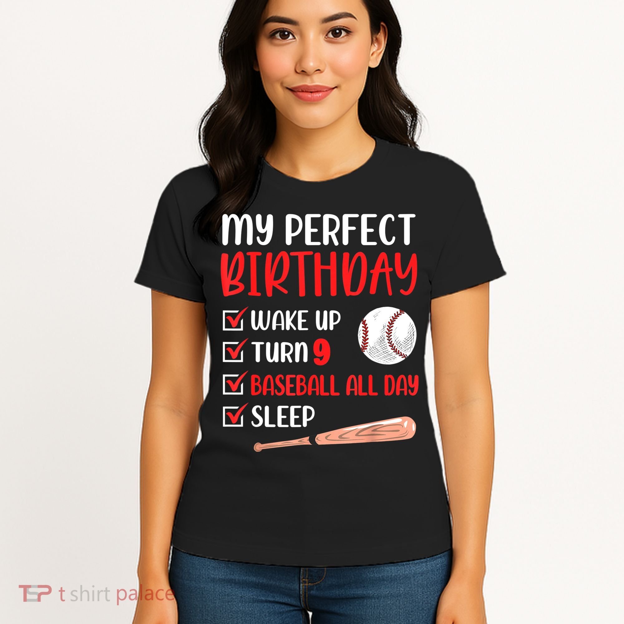 9 Year Old Baseball Birthday Party 9th Boy Nine Player Women's T-Shirt