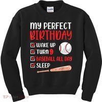 9 Year Old Baseball Birthday Party 9th Boy Nine Player Kids Sweatshirt thumb 0