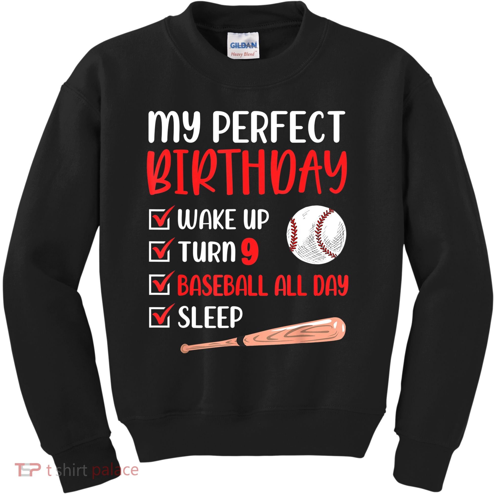 9 Year Old Baseball Birthday Party 9th Boy Nine Player Kids Sweatshirt