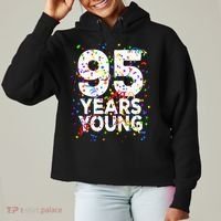 95 Years Young Happy 95th Birthday Confetti Ladies Heavyweight Boxy Pullover Hoodie thumb 0