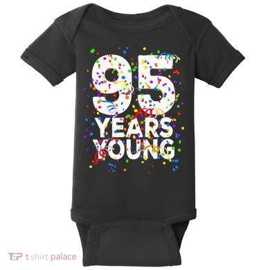 95 Years Young Happy 95th Birthday Confetti Baby Bodysuit