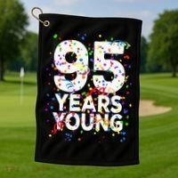 95 Years Young Happy 95th Birthday Confetti Golf Towel thumb 1