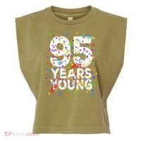 95 Years Young Happy 95th Birthday Confetti Garment-Dyed Women's Muscle Tee thumb 0