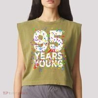95 Years Young Happy 95th Birthday Confetti Garment-Dyed Women's Muscle Tee thumb 2