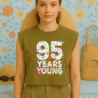 95 Years Young Happy 95th Birthday Confetti Garment-Dyed Women's Muscle Tee thumb 4