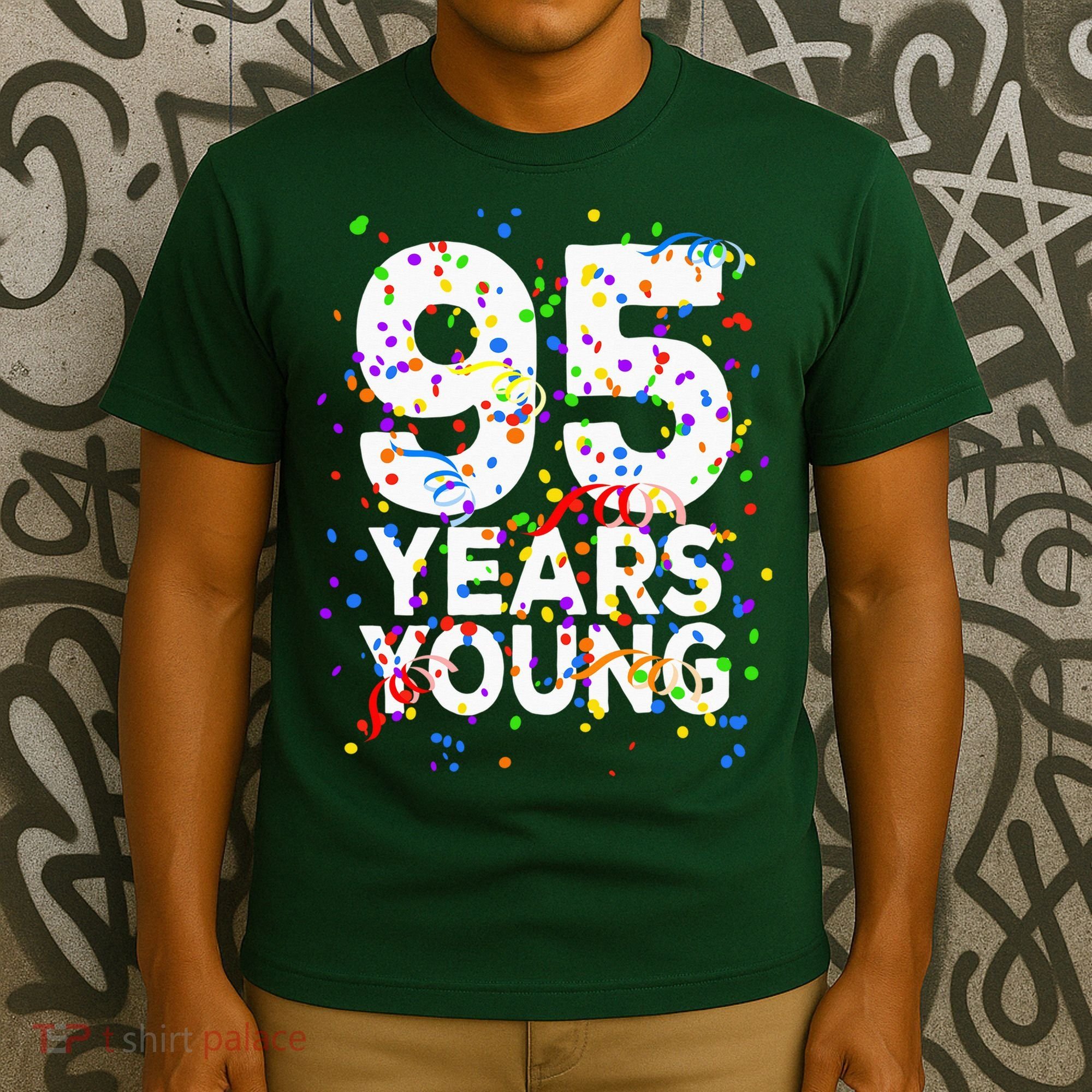 95 Years Young Happy 95th Birthday Confetti T-Shirt