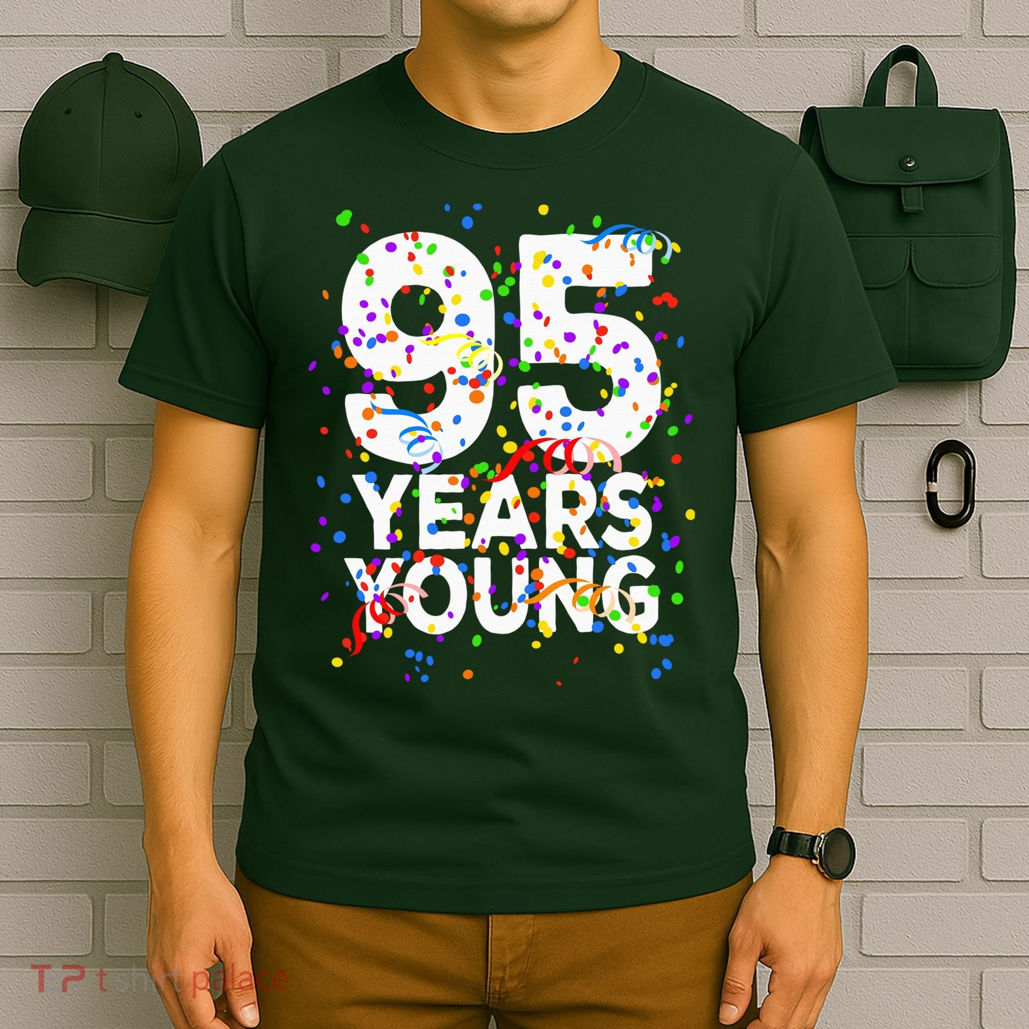 95 Years Young Happy 95th Birthday Confetti T-Shirt