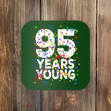 95 Years Young Happy 95th Birthday Confetti Coaster