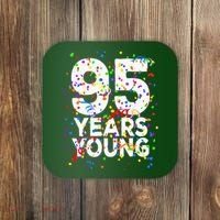 95 Years Young Happy 95th Birthday Confetti Coaster thumb 0