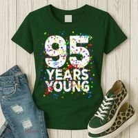 95 Years Young Happy 95th Birthday Confetti Women's T-Shirt thumb 3