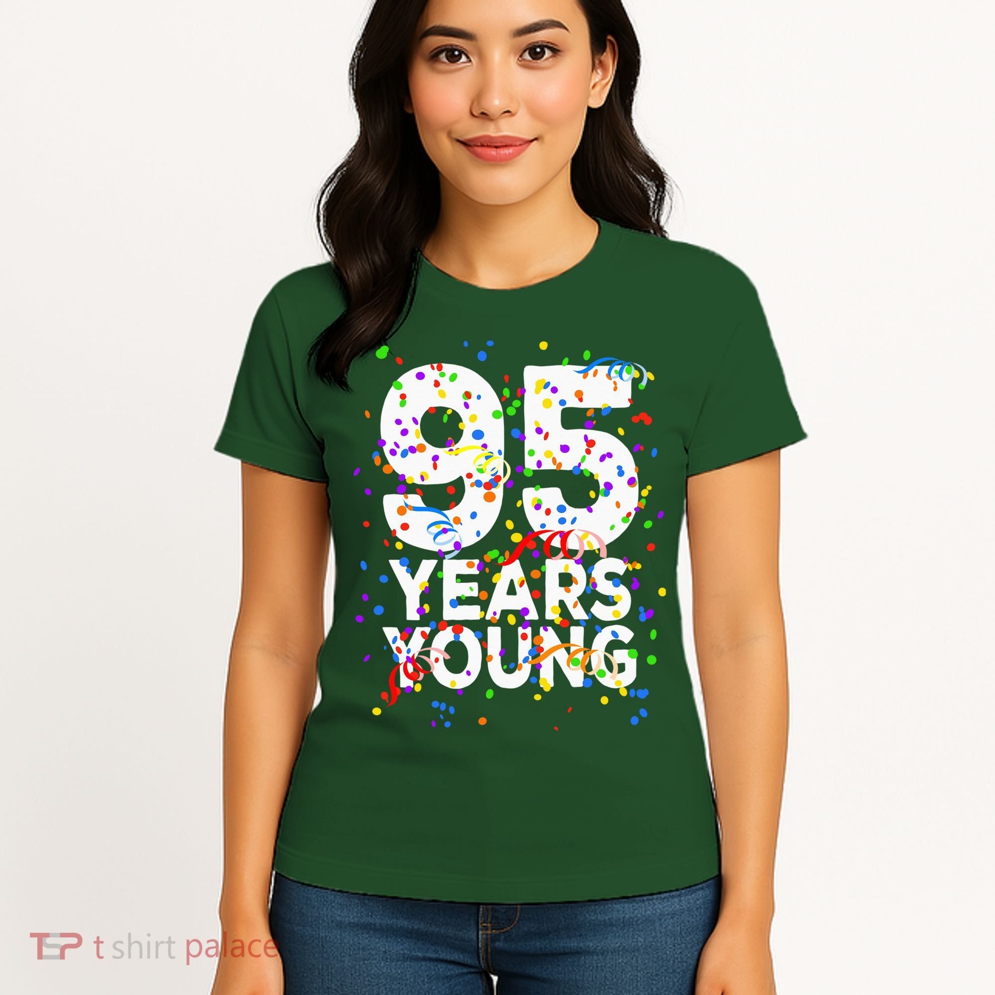 95 Years Young Happy 95th Birthday Confetti Women's T-Shirt