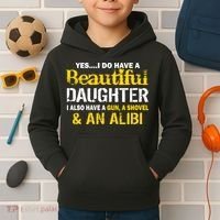 A Beautiful Daughter Also Have A Gun Shovel Alibi Kids Hoodie thumb 2