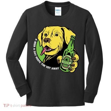 A Beer A Day Keeps The Vet Away Dog Kids Long Sleeve Shirt