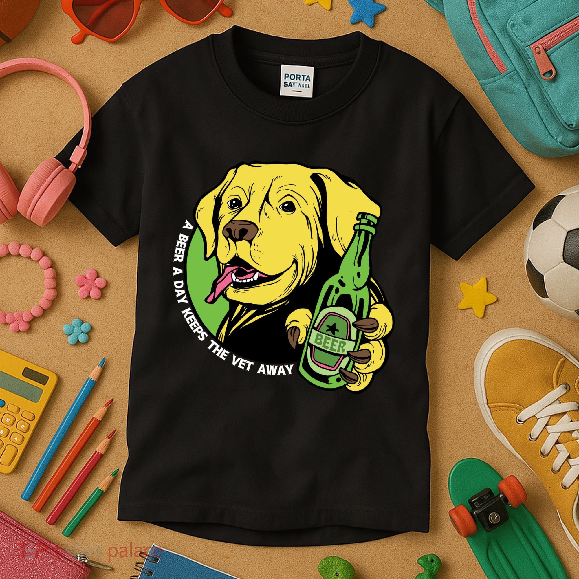 A Beer A Day Keeps The Vet Away Dog Kids T-Shirt