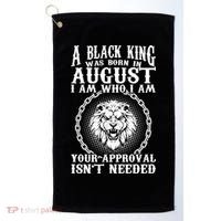 A Black King Was Born In August Birthday Lion Golf Towel thumb 0