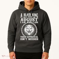 A Black King Was Born In August Birthday Lion Hoodie thumb 2