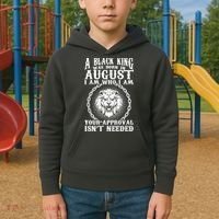A Black King Was Born In August Birthday Lion Kids Hoodie thumb 2