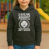 A Black King Was Born In August Birthday Lion Kids Hoodie thumb 3