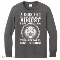 A Black King Was Born In August Birthday Lion Kids Long Sleeve Shirt thumb 0