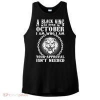 A Black King Was Born In October Birthday Lion Ladies PosiCharge Tri-Blend Wicking Tank thumb 0