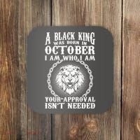 A Black King Was Born In October Birthday Lion Coaster thumb 0
