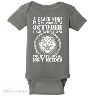 A Black King Was Born In October Birthday Lion Baby Bodysuit