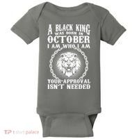 A Black King Was Born In October Birthday Lion Baby Bodysuit thumb 0