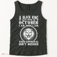 A Black King Was Born In October Birthday Lion Tank Top thumb 2