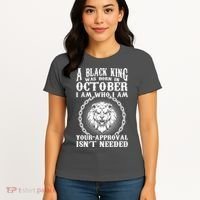 A Black King Was Born In October Birthday Lion Women's T-Shirt thumb 4