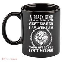 A Black King Was Born In September Birthday Lion 11oz C Handle Ceramic Mug thumb 2