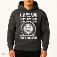 A Black King Was Born In September Birthday Lion Hoodie thumb 2
