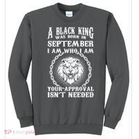 A Black King Was Born In September Birthday Lion Sweatshirt thumb 0